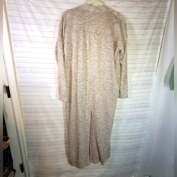 LOVESTITCH FLORAL CUTOUT DETAIL BEIGE DUSTER CARDIGAN W POCKETS, SZ SMALL - Picture 10 of 15